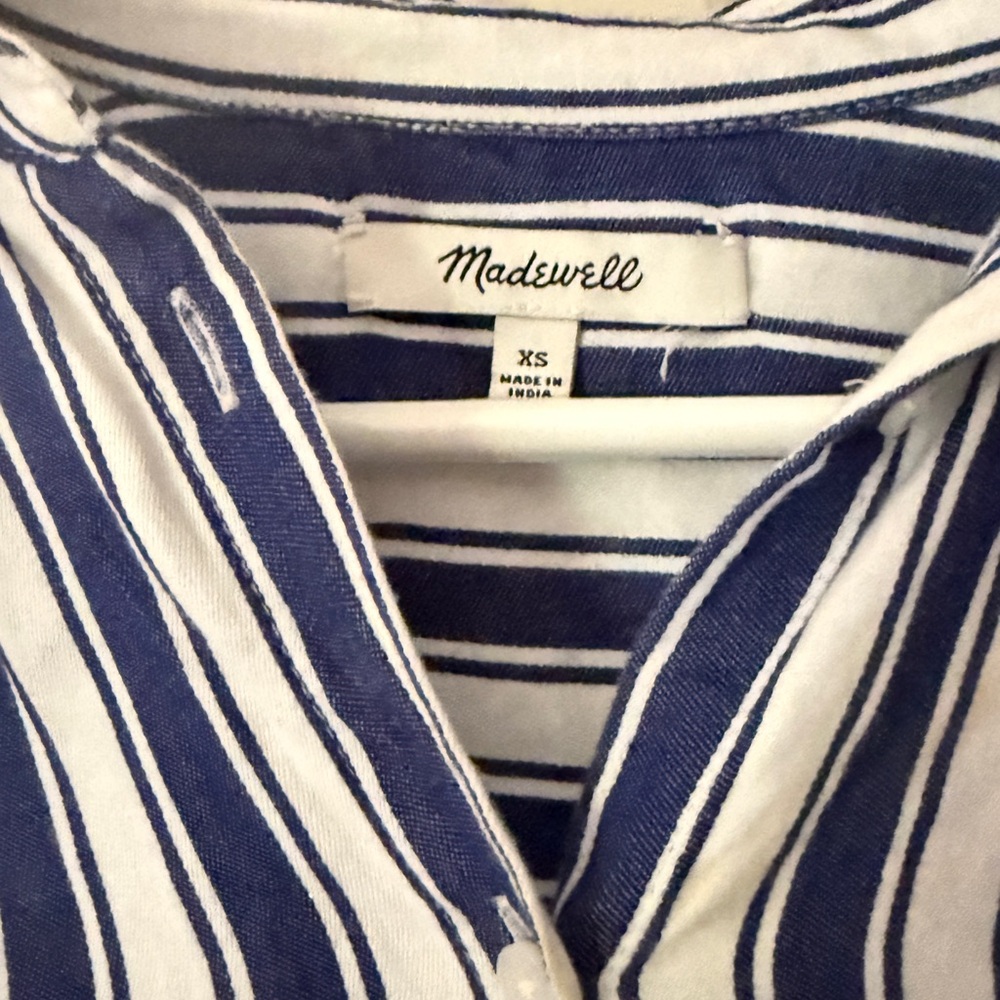 Madewell Blue and White Striped Women's Top - Picture 4 of 4